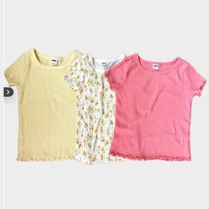 Old Navy Short-Sleeve Lettuce-Edge Ribbed T-Shirt Toddler Girls, Set of 3, 4T